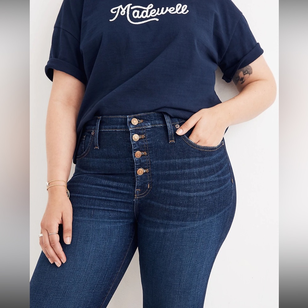 Madewell EUC 9" Mid-Rise Skinny Jeans in Hayes Wash: Button-Front Edition 30P - Picture 11 of 15